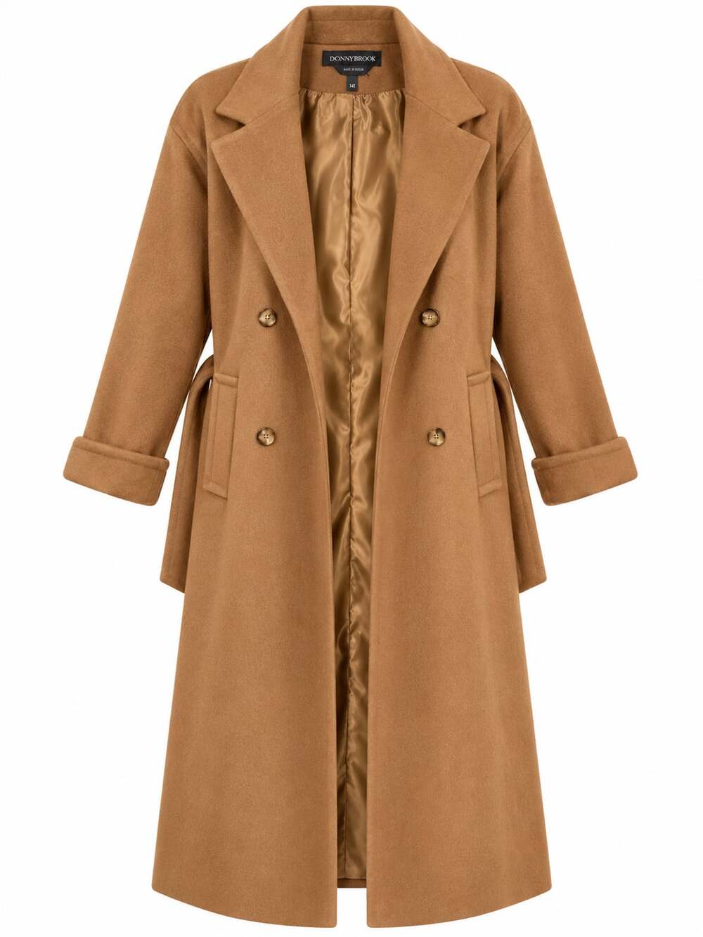 Women's Donnybrook Coat Size 14T Camel Wool Trench Belted Double Breasted